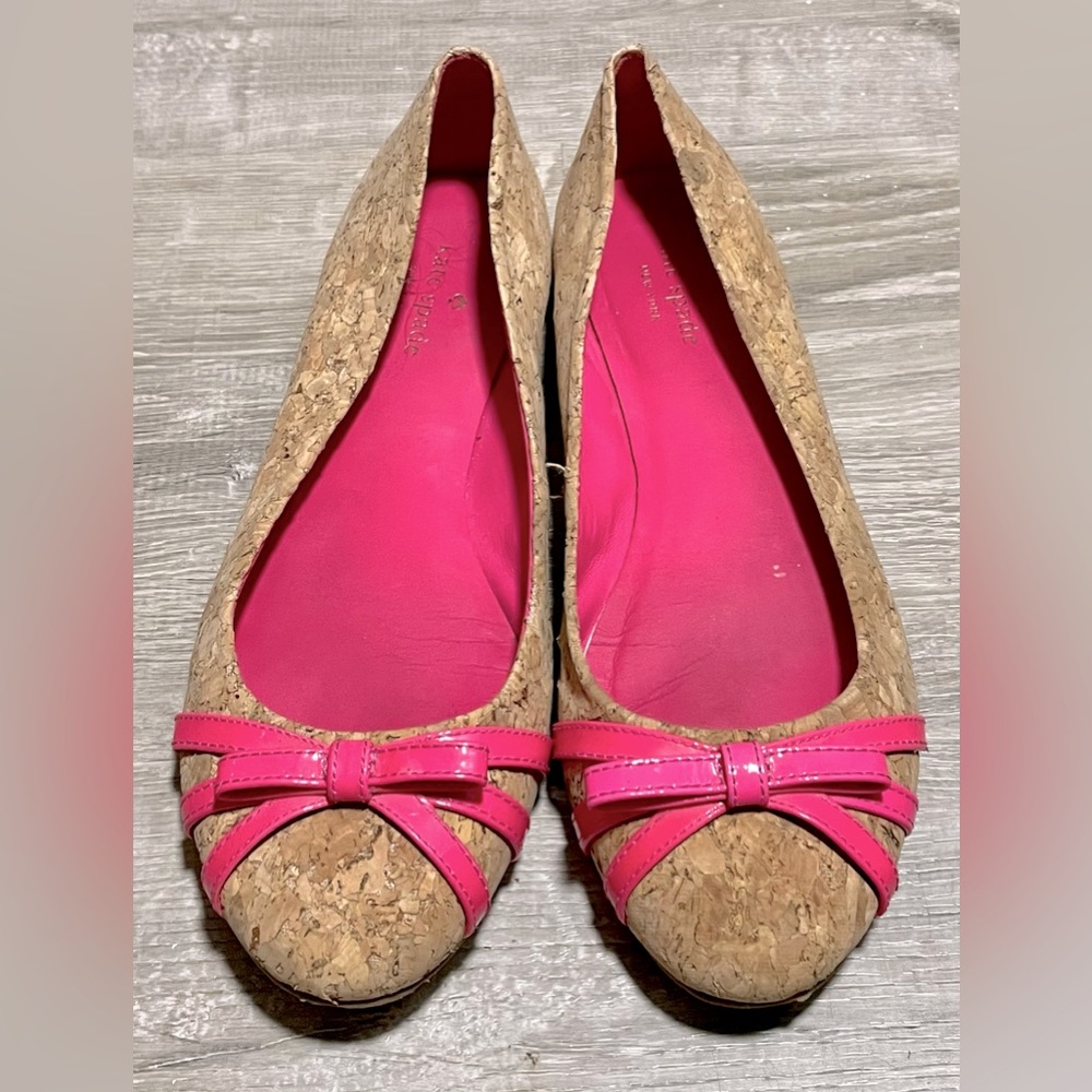 Kate Spade Cork Bow Flats Size 8.5